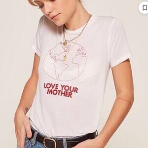 Reformation Love Your Mother Women's White T-shirt Small